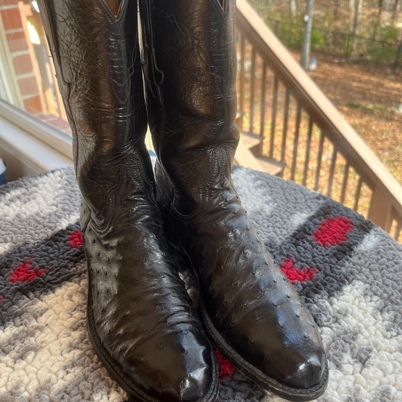 Lucchese Women size 6B Ostrich & Leather Black GUC - Picture 2 of 8